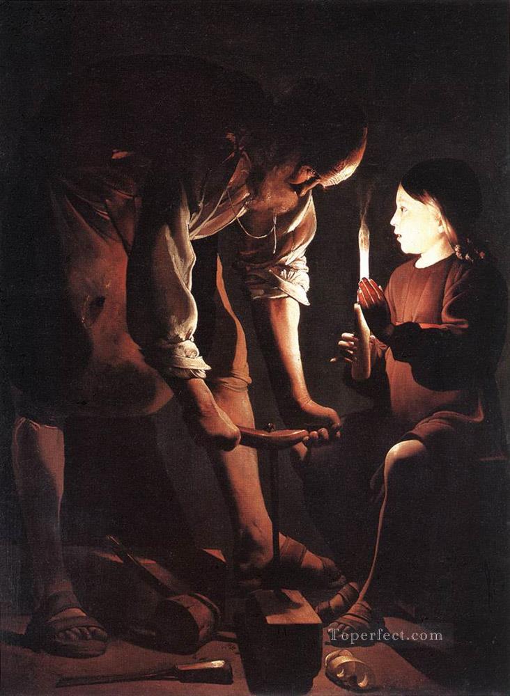 カーペンターズのキリスト ショップの宗教的なキャンドルライト ジョルジュ・ド・ラ・トゥール油絵